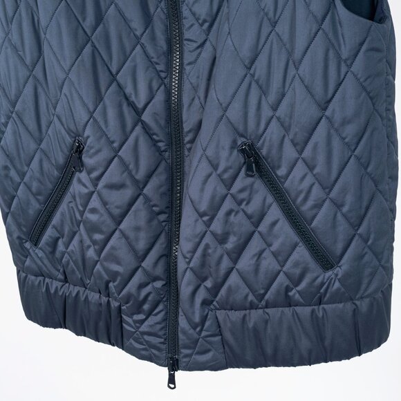 Brunello Cucinelli AW/14 Blue Quilted Silk Crystal Feather-Trim Vest - Picture 7 of 12